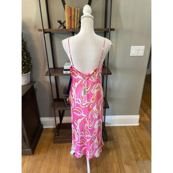 L'agence Jodie Silk Midi Slip Dress Orange Rose Abstract Swirl Womens 10 - Picture 10 of 13